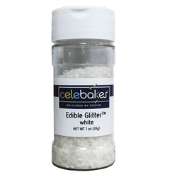 White Edible Glitter Flakes 1/4 oz Jar - 7.08 g Sprinkles – Crown Bakery  Supply